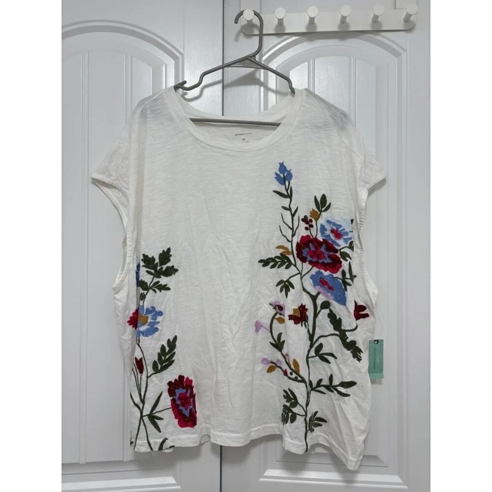 Anthropologie Floral Embroidered Top